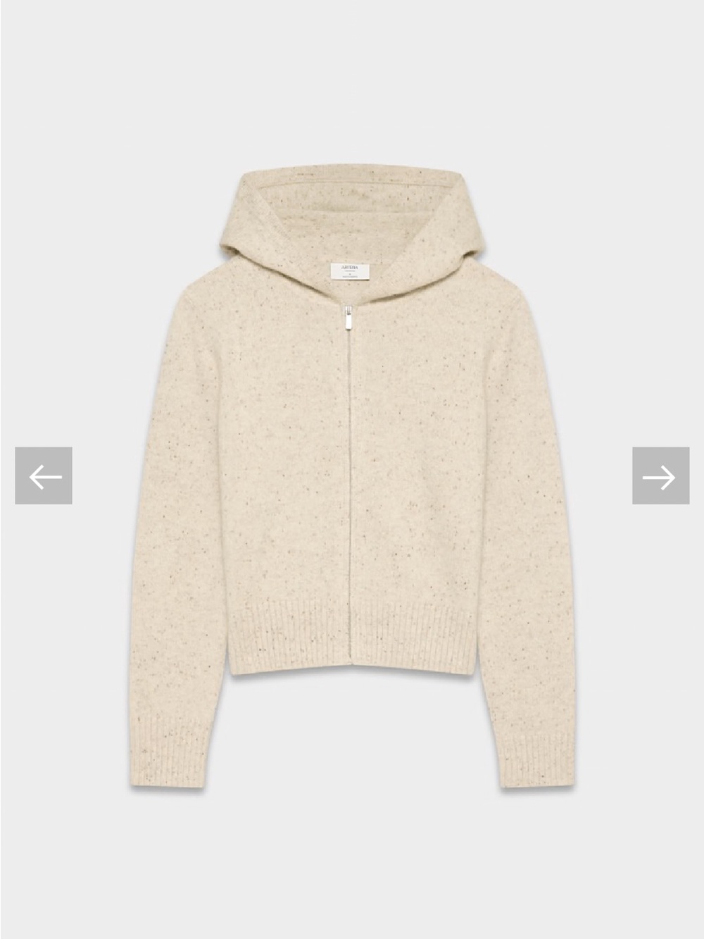 Aritzia Essential Cashmere Idyllic Zip Hoodie Speckled Oat Beige Size Small